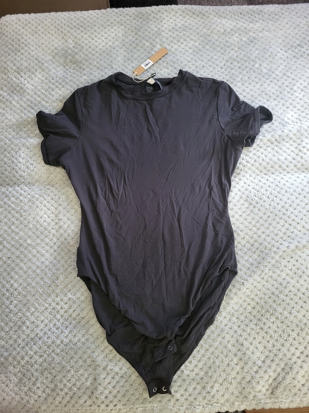 Nwt Skims Black Short Sleeve Snap-Button Bodysuit Large
